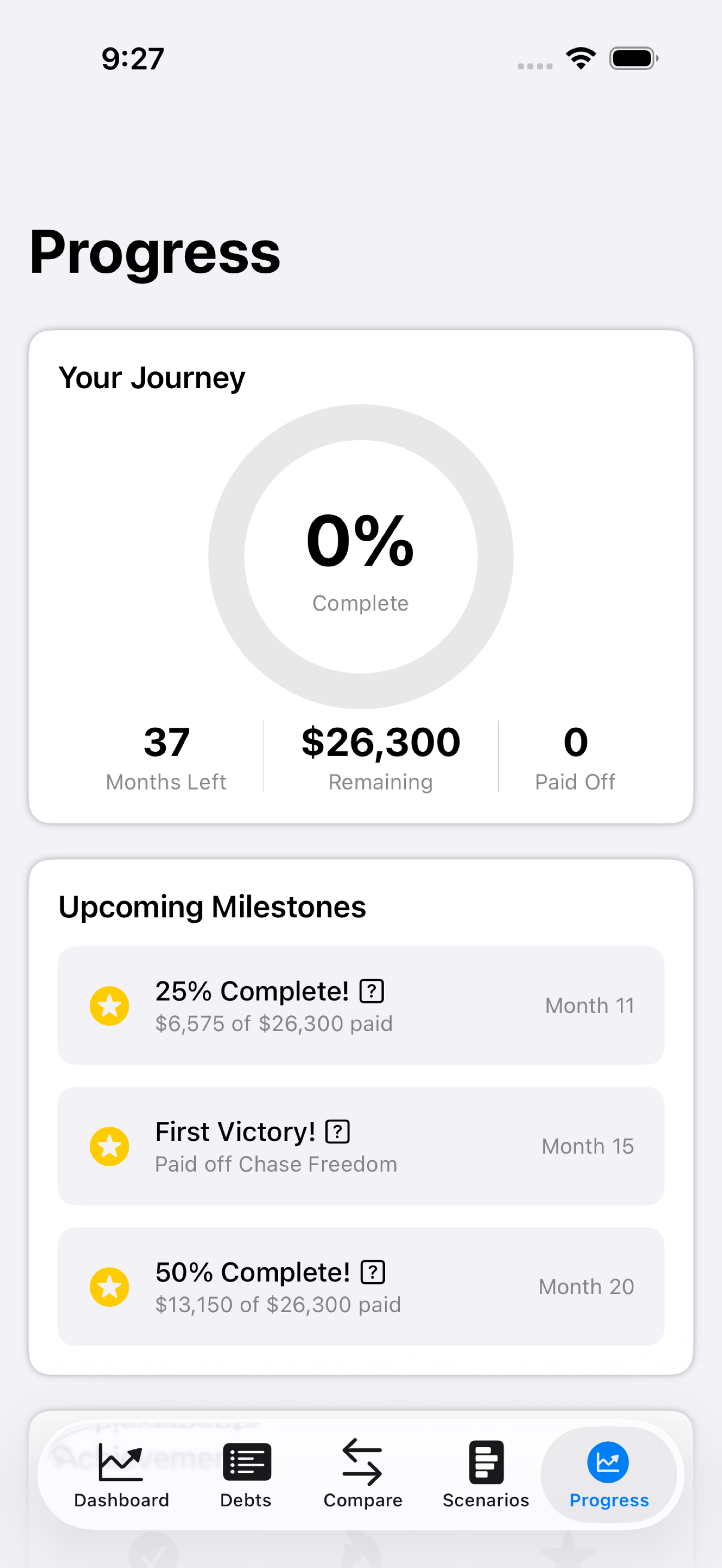 PayoffPilot Progress tab